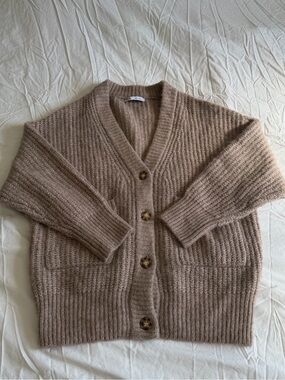 Zara Chunky Ribbed Cardigan - Taupe